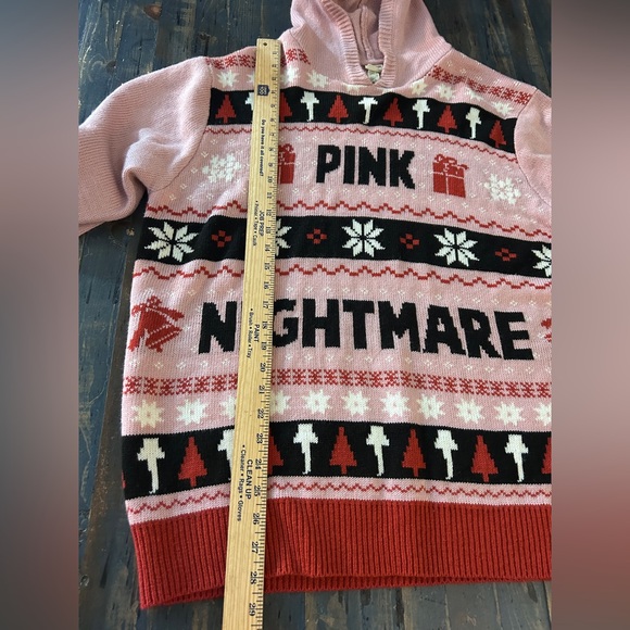 Pink Nightmare Ugly Christmas Sweater Hoodie Medium Unisex - Picture 5 of 7